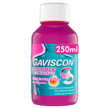 Gaviscon Double Action Sodbrennen & Verdauungsstörungsflüssigkeit gemischte Beeren 300 ml