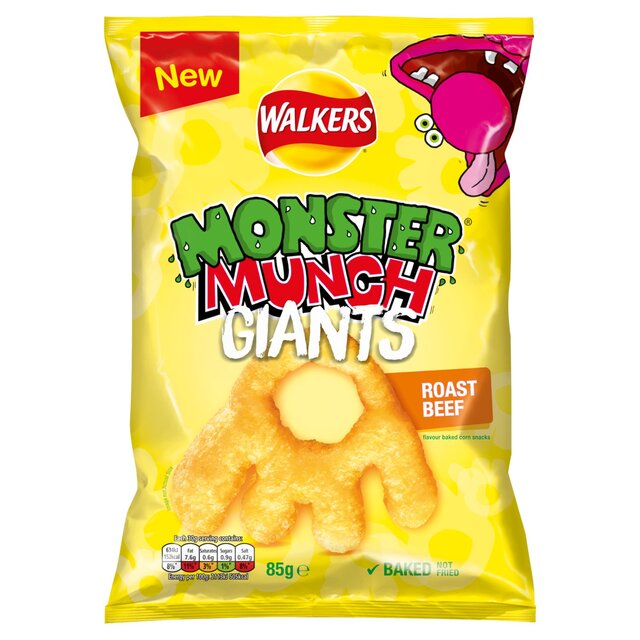 Walkers Monster Munch Taast Beef compartiendo bocadillos 98G