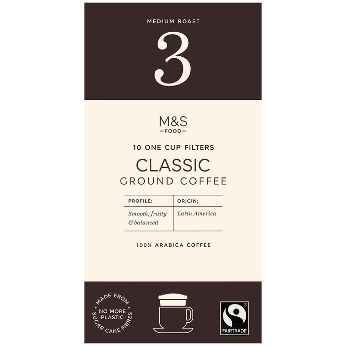 M&S Fairtrade Classic One Cup Filters 10 por paquete