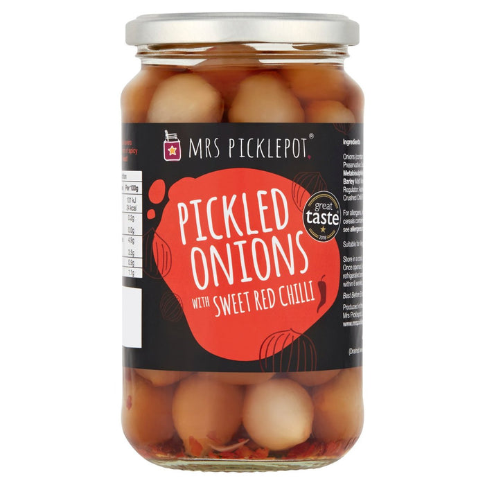 Mme Picklepot Pundled Onions avec Chilli rouge sucré 440G